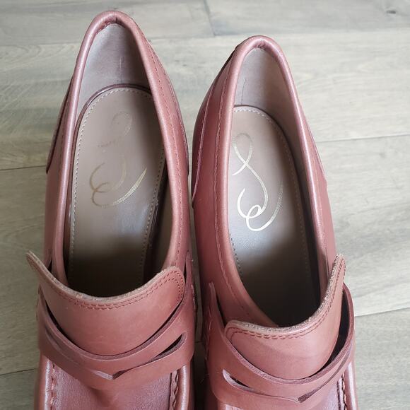 Sam Edelman Jeanette Mocha Luxury Leather size 8.5 Loafer Block Heel - Picture 5 of 8